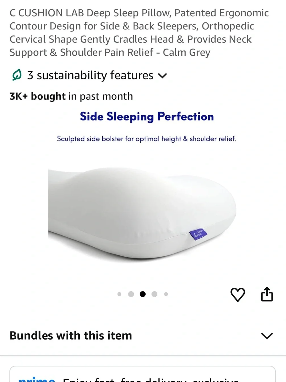 NEW C Cushion Lab Deep Sleep Pillow Orthopedic Memory Foam Pillow - Calm Grey